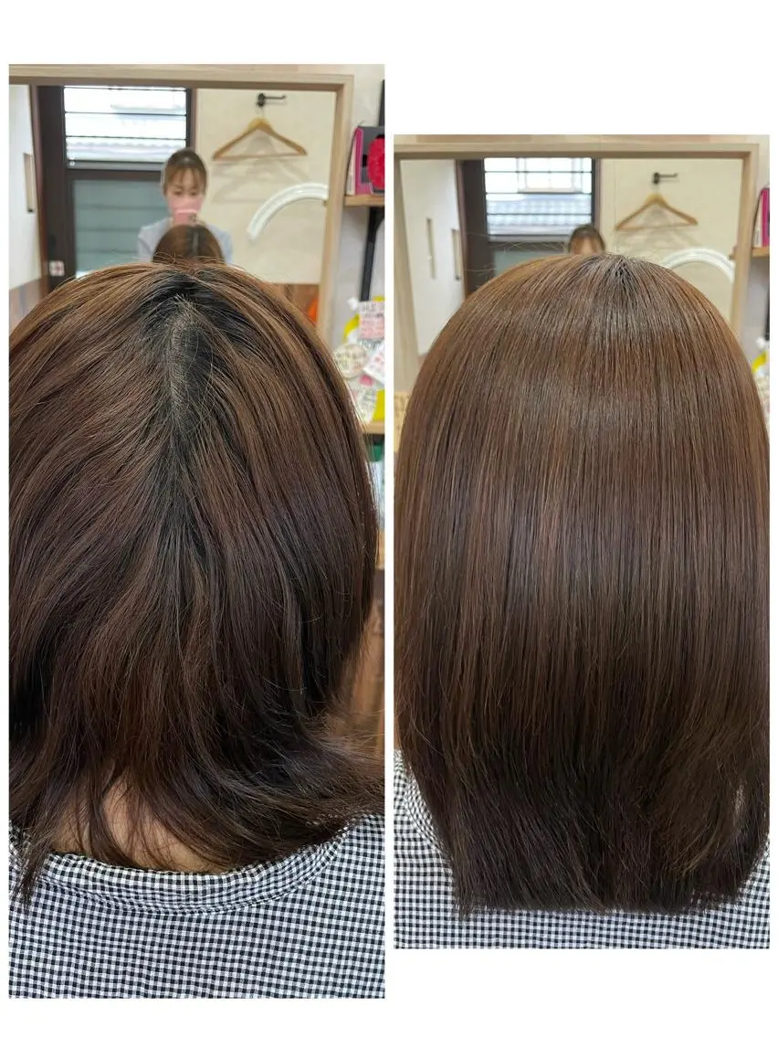 セミロング 縮毛矯正 青木 恵のヘアスタイル