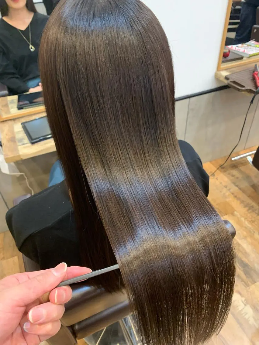 ロング カラー ブリーチ 髪質改善 トリートメント 酸性ストレート 🌟髪質改善/透明感 🌟代表RYOのヘアスタイル