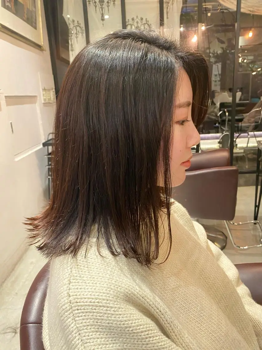 ミディアム 切りっぱなしロブ 🧡YUKA🧡 渋谷/プルエクステのヘアスタイル