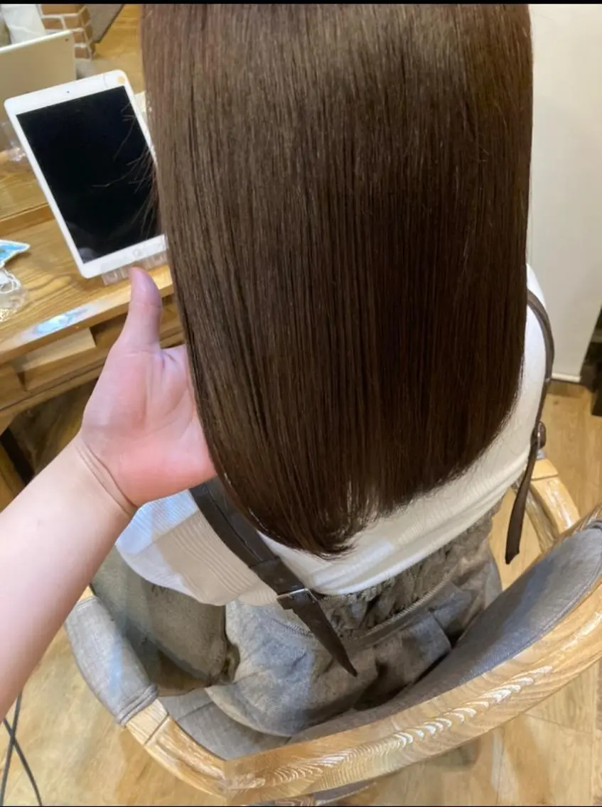 ミディアム カット ヘアカラー トリートメント ✨色持ちの良い艶 カラー✨蟹江真世のヘアスタイル
