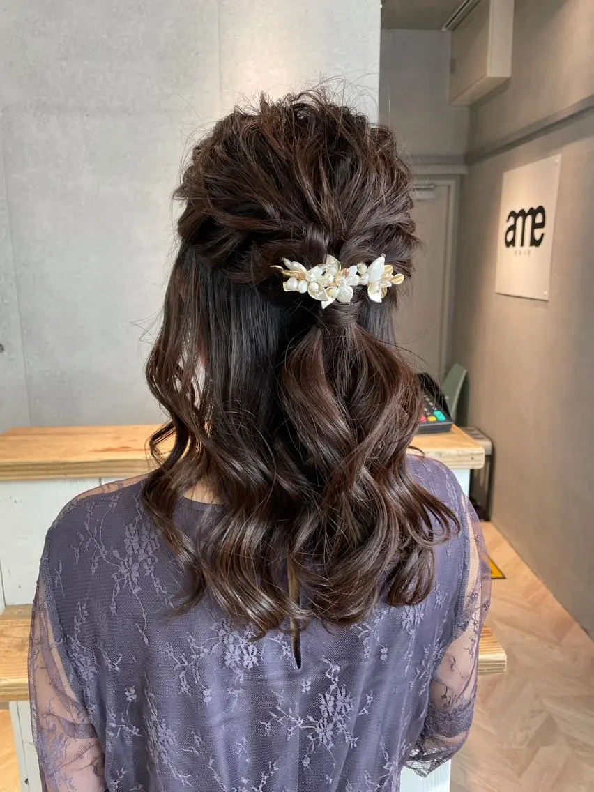 ロング ヘアアレンジ ハーフアップ ヘアセット しのはら まどかのヘアスタイル