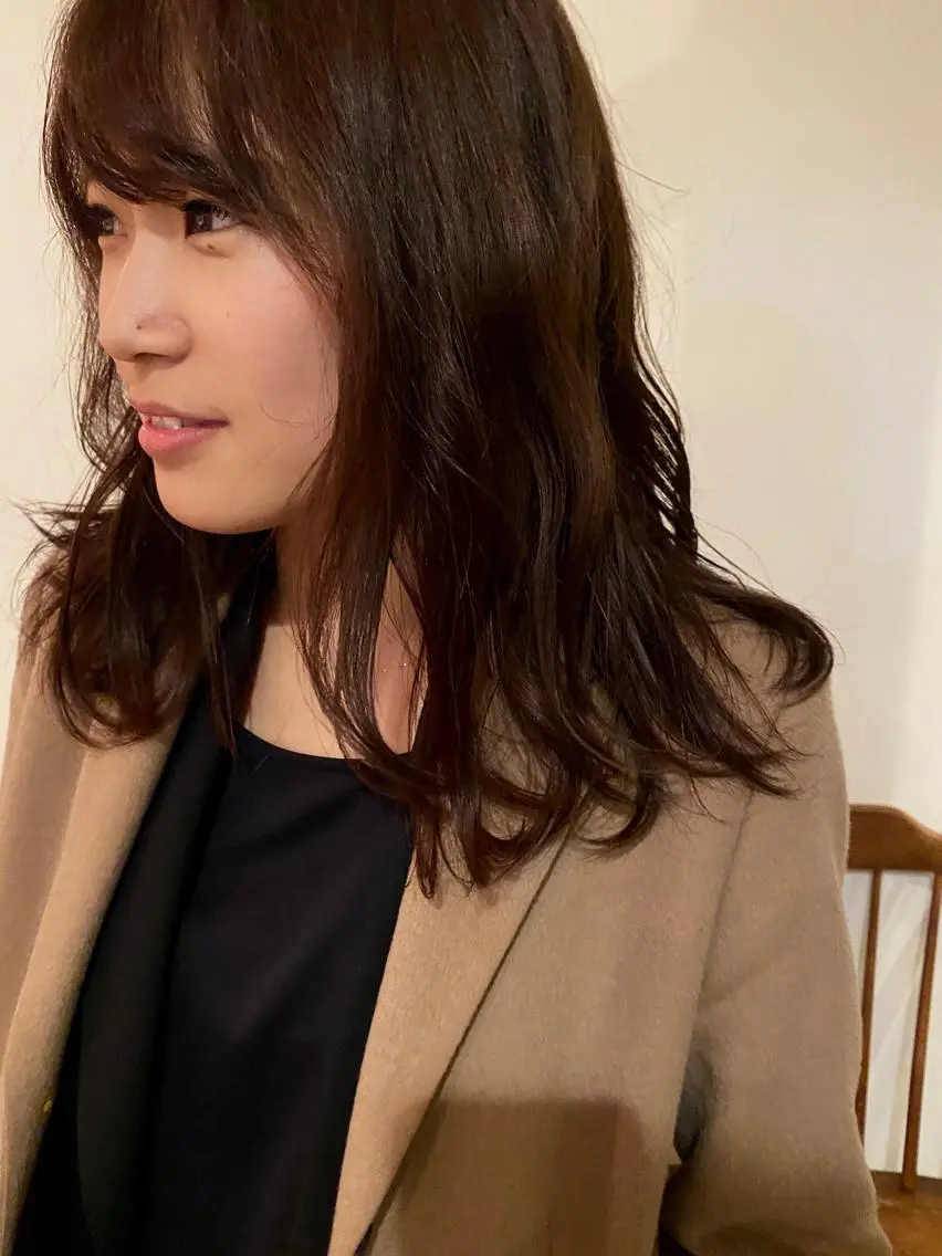 ミディアム カラー ブラウンカラー ショート& パーマ　坂本のヘアスタイル