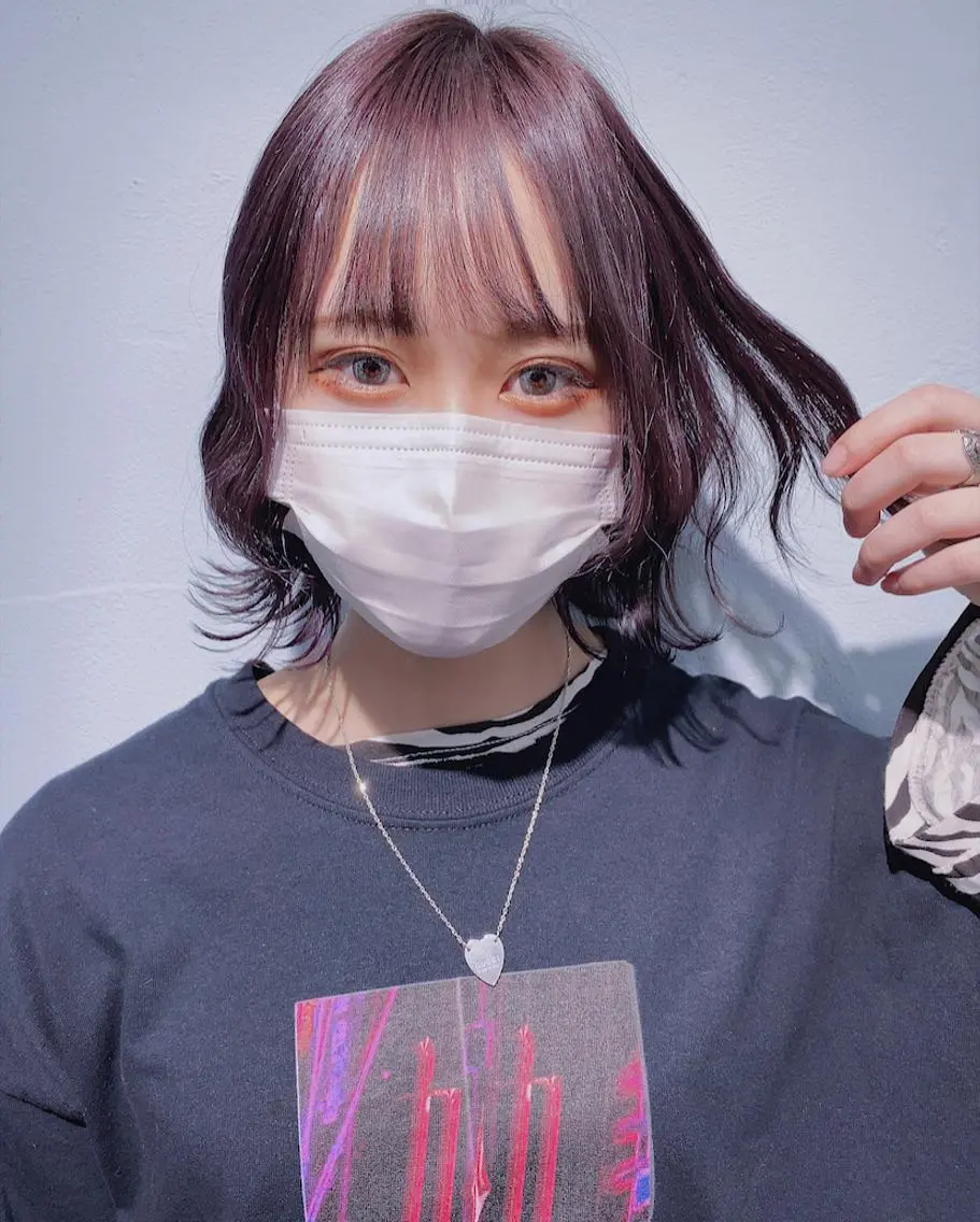 ミディアム カラー ヘアアレンジ ヘアカラー トリートメント ヘアセット 韓国レイヤーカット/ 儚げカラーチナツのヘアスタイル