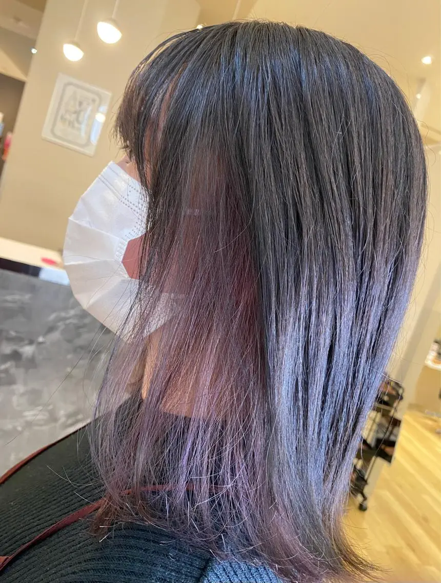 ミディアム カラー インナーカラー ラベンダーカラー ラベンダーピンク ピンクカラー カット ヘアカラー ハイトーンヘア/ 島崎　タクミのヘアスタイル