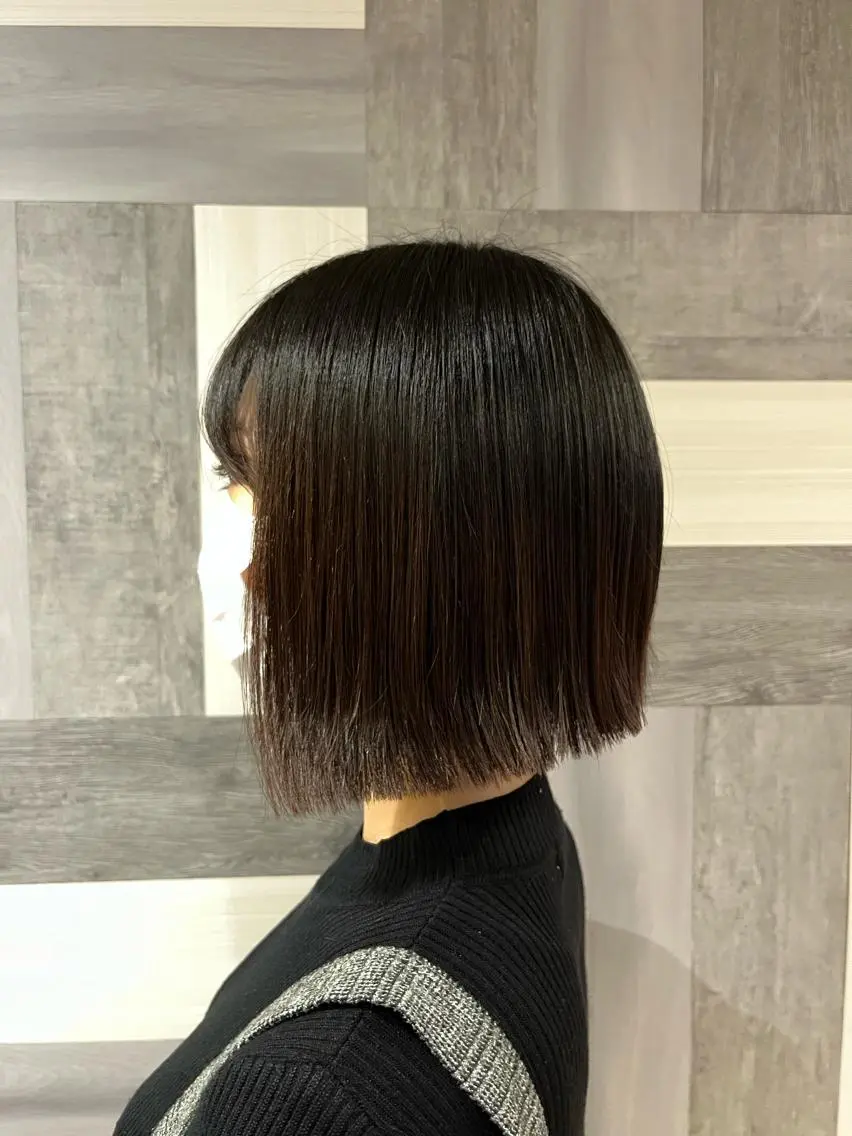 ショート ボブ くせ毛 縮毛矯正 カット 縮毛矯正 トリートメント 外ハネボブ♡ YUIのヘアスタイル