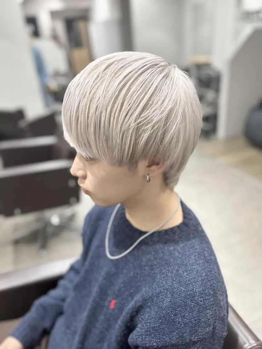 メンズ カラー ミディアム メンズブリーチ ブリーチ ダブルカラー カット ヘアカラー ✨【公式】 juhl.横浜✨のヘアスタイル