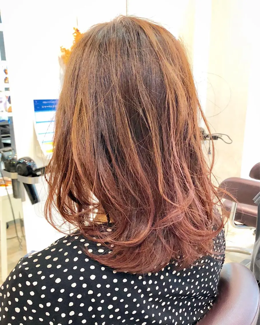 ミディアム カラー ブリーチ ダブルカラー グラデーションカラー ハイライトカラー ピンクカラー 中村 よしひでのヘアスタイル