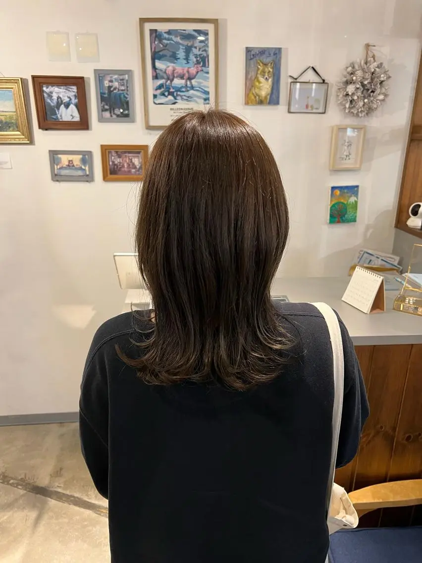 ミディアム カラー カット ヘアカラー トリートメント 松永 真弥のヘアスタイル