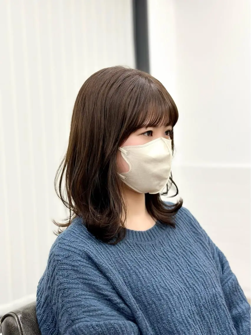 ミディアム カラー パーマ ヘアアレンジ メンズ キッズ ネイル マツエク・マツパ アイブロウ 似合せレイヤー/ 柔らか透明感カラーのヘアスタイル