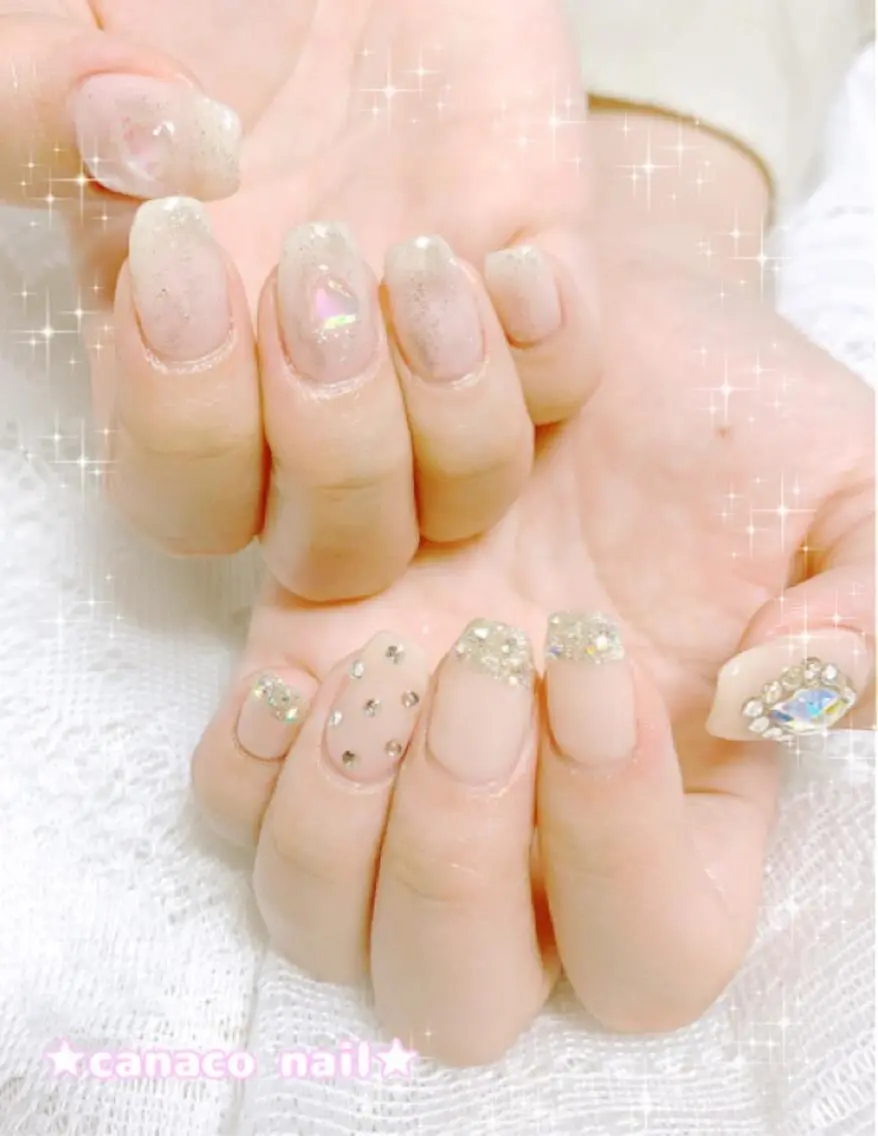 ネイル アートネイル オーロラネイル クリアネイル ジェルネイル キラキラネイル ハンドネイル ハンドケア ベテランネイル cnc nailのネイルデザイン