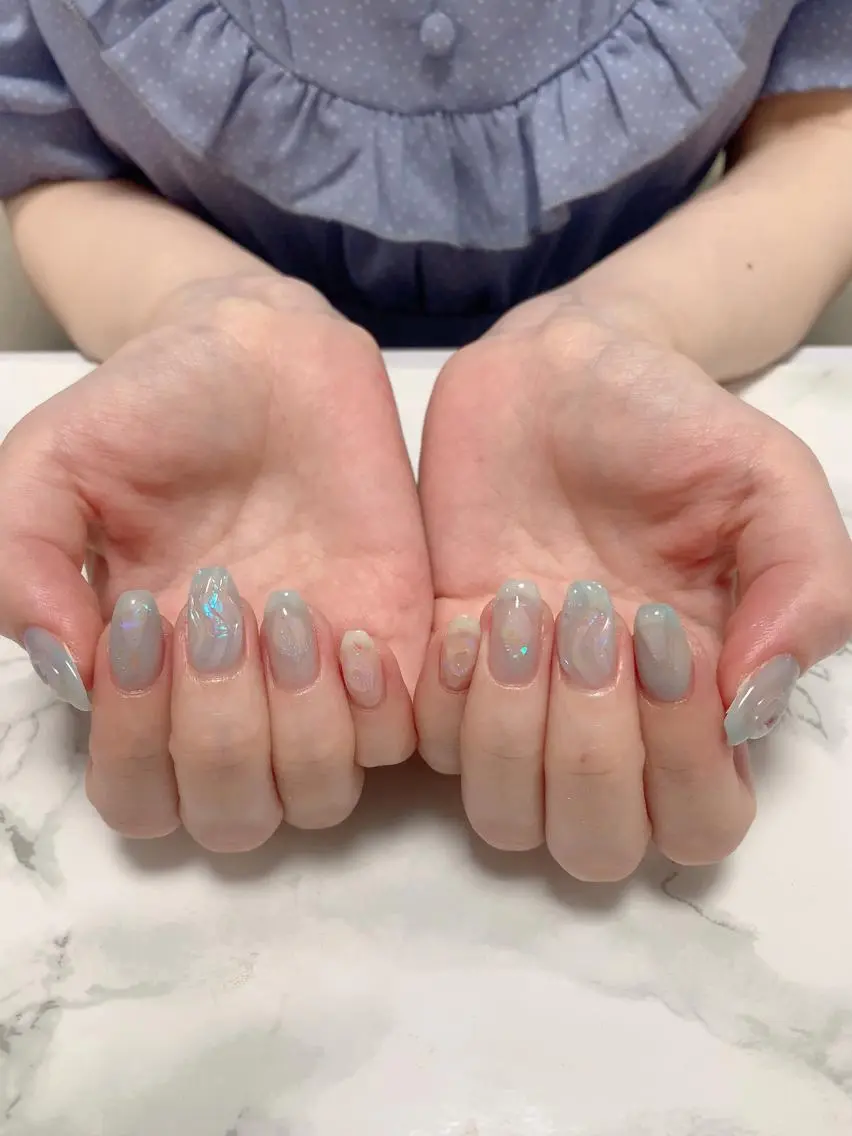ネイル ハンドネイル はな💎ネイル ワンホン、長さ出しのネイルデザイン