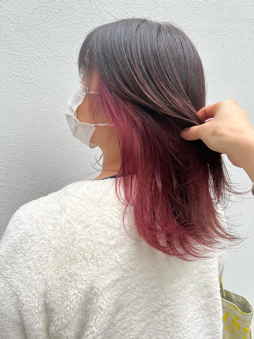ミディアム カラー ヘアアレンジ ピンクカラー ローズカラー 「sumi」 AMIのヘアスタイル