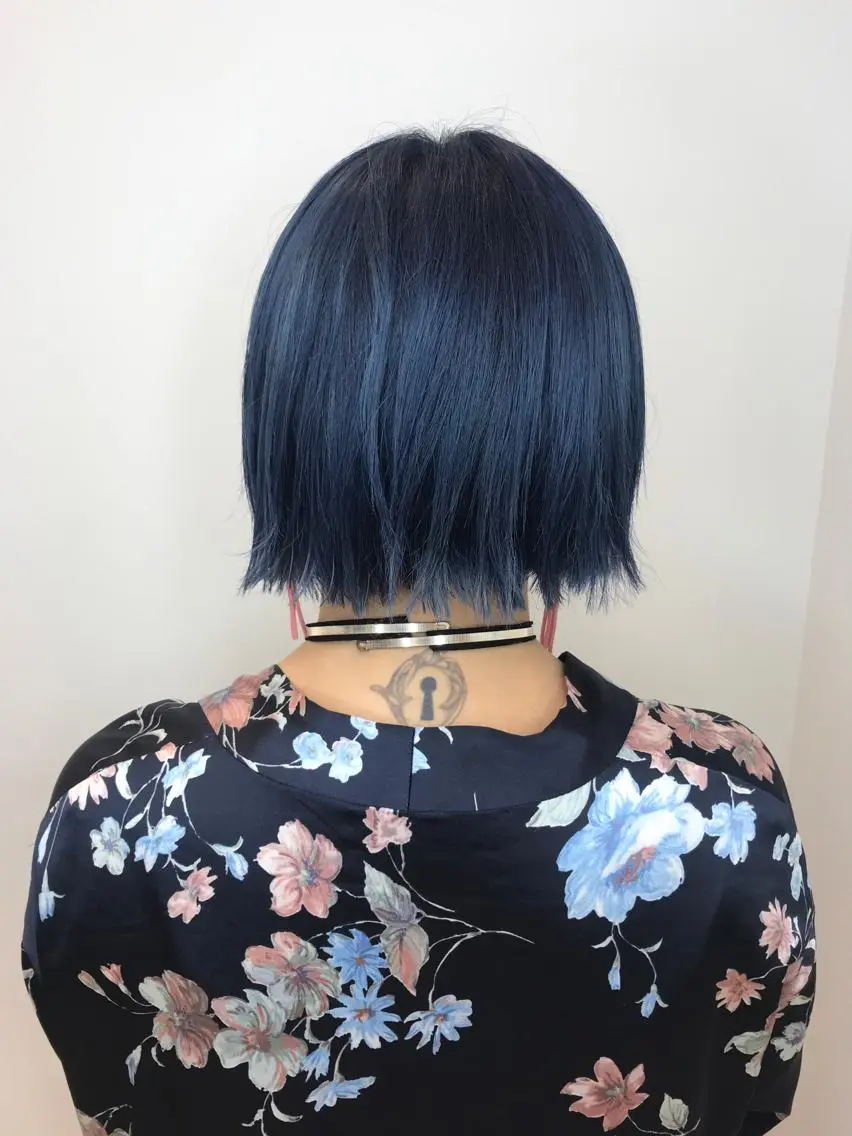 ショート カラー ブルーカラー ネイビーカラー カット ヘアカラー トリートメント インナーエクステ渋谷 🦋KAJIのヘアスタイル
