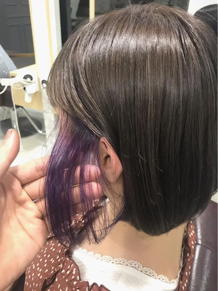 ショート カラー グレージュ パープルカラー ヘアカラー トリートメント マンツーマン/透明感 foi hairのヘアスタイル