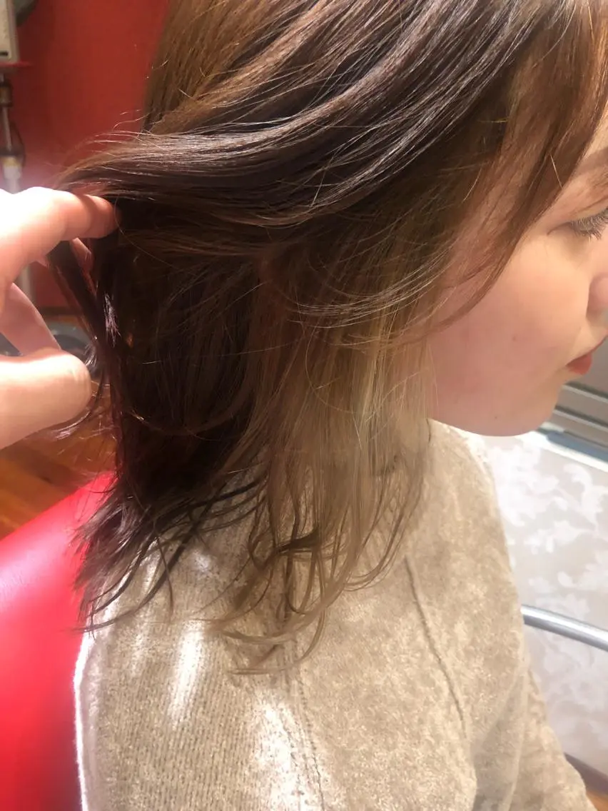 ミディアム カラー インナーカラー ヘアカラー トリートメント ✨髪質改善ストレート ×ミニボブ✨萩原 翼のヘアスタイル