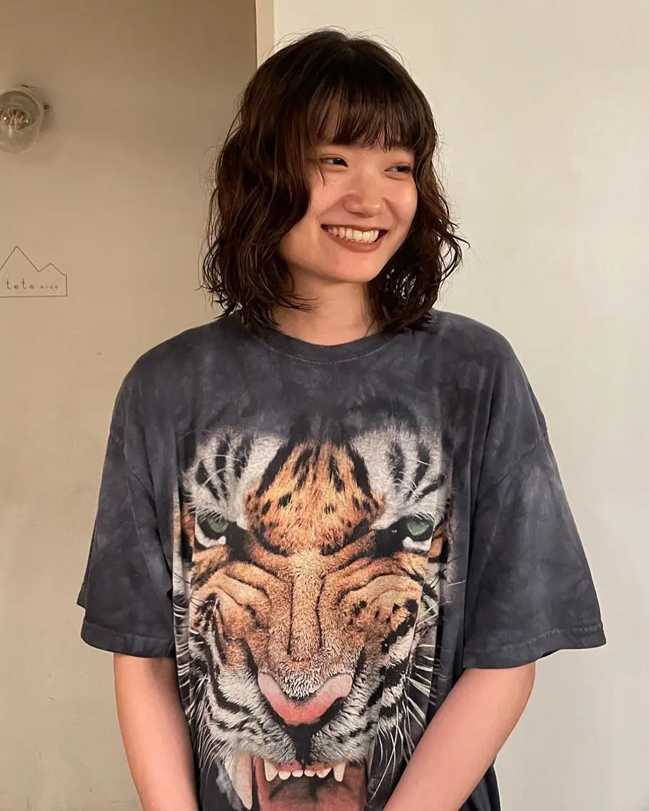 ミディアム パーマ ミディアムパーマ ボブ ニュアンスパーマ 原宿/ケパーマ 🧺ユウマのヘアスタイル