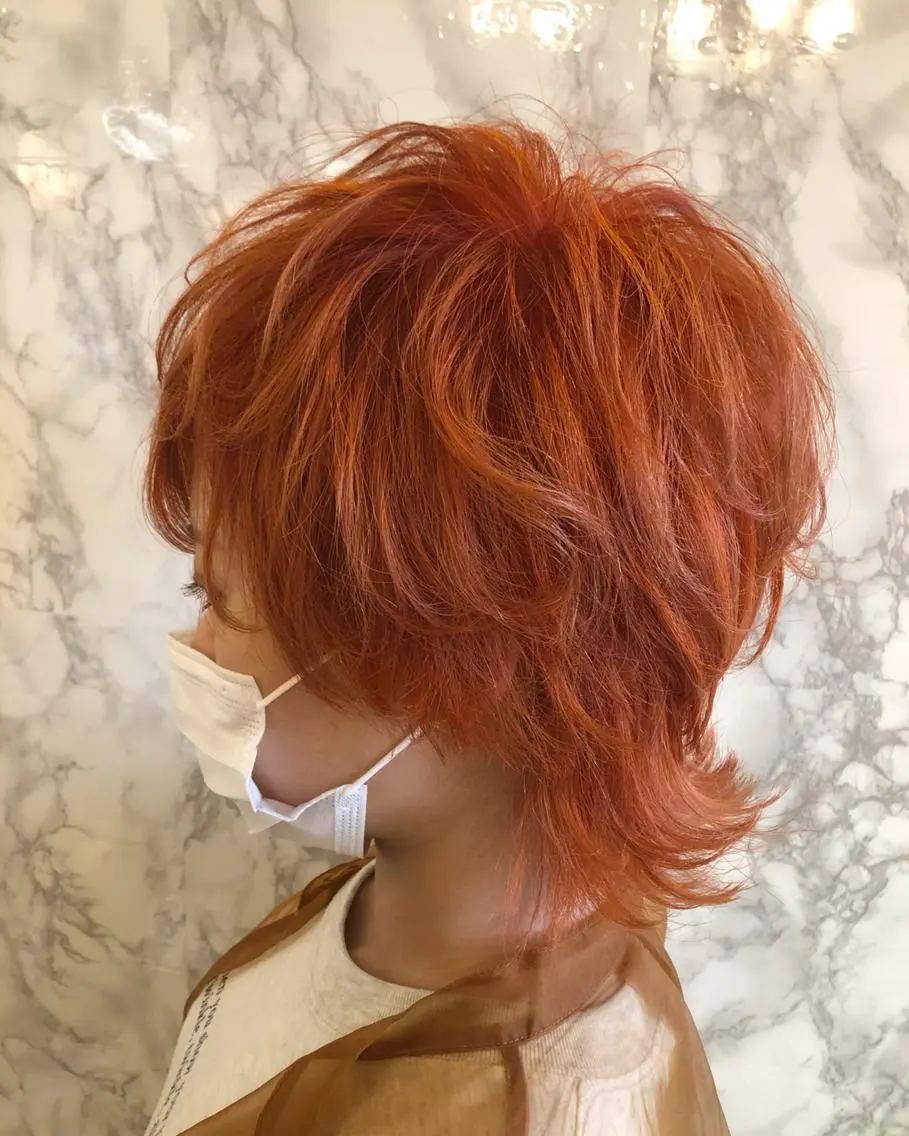 ショート カラー ハイライトカラー オレンジ ハイライト 🟦西荻窪メンズ特化 美容師🟦Yu-Jiのヘアスタイル