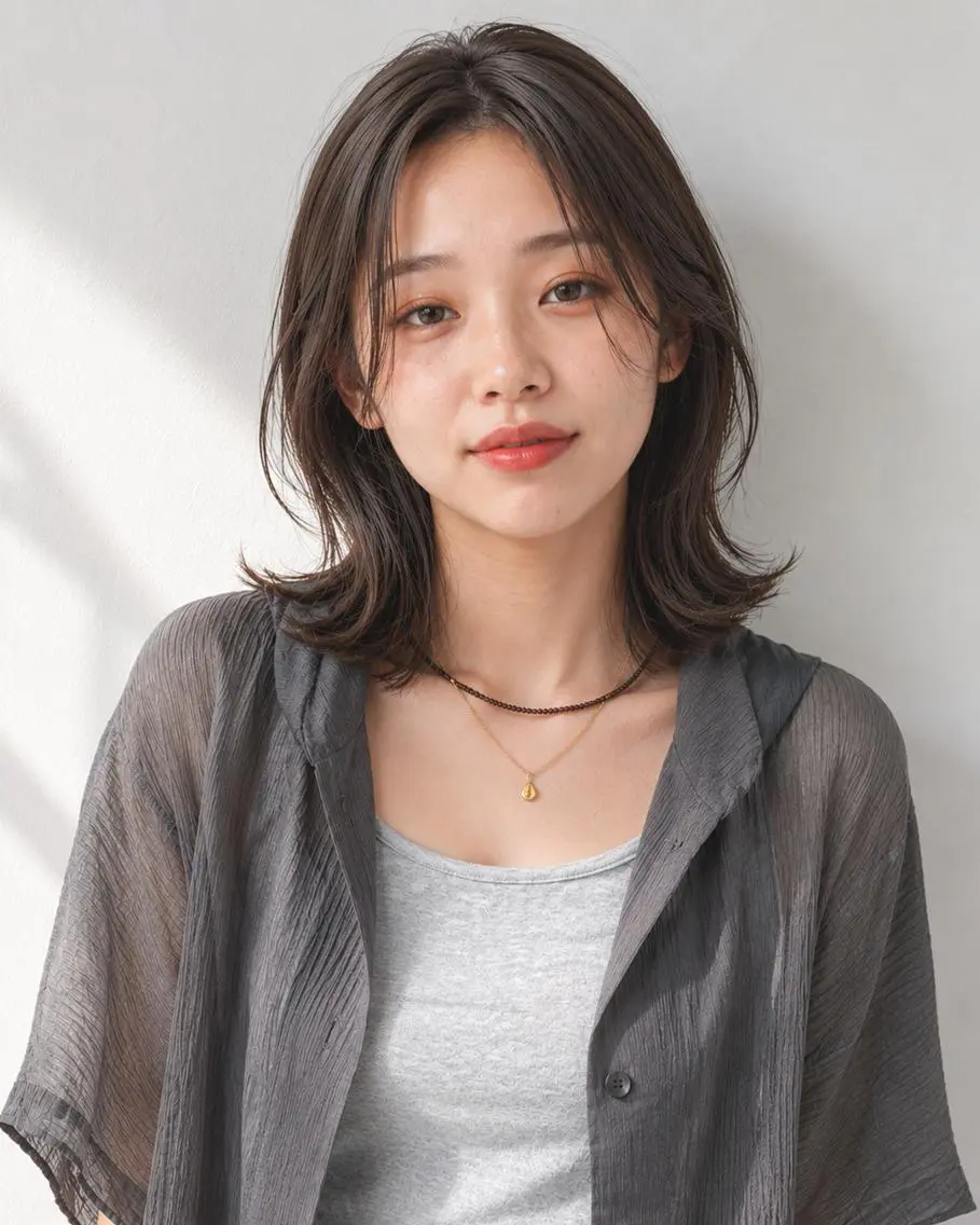 セミロング ブリーチなし透明感 カラー🌷宮部楓奈のヘアスタイル