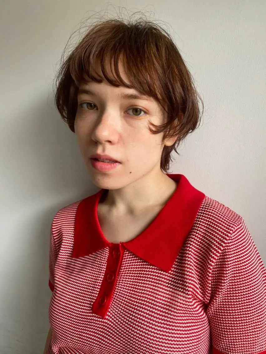 ショート カラー パーマ アディクシーカラー ブリーチ ブロンド ブルーカラー ハイライトカラー カット ヘアカラー トリートメント CEINE+ officialのヘアスタイル