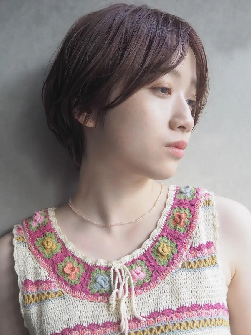 ミディアム カット ヘアカラー トリートメント まう/丸みショート ・ボブ特化／高円寺のヘアスタイル