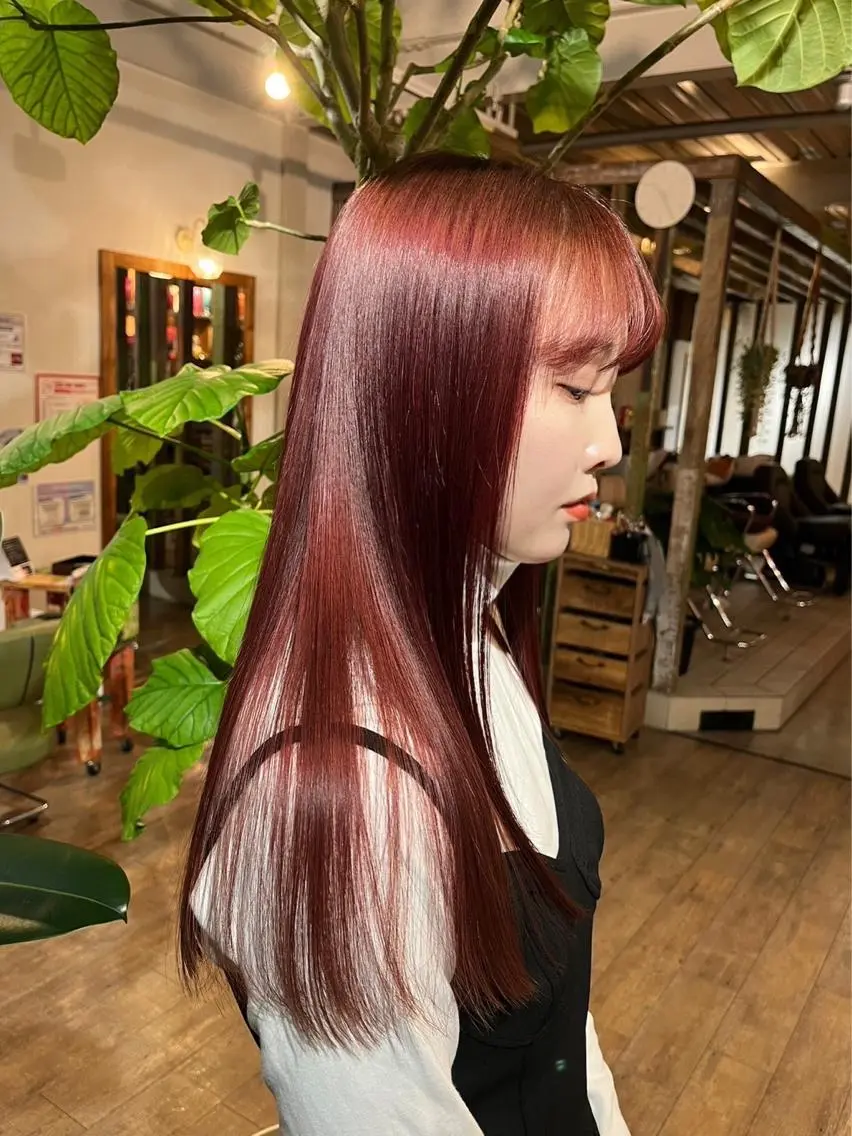 ロング カラー オレンジ オレンジレッド レッドカラー 村松 花笑のヘアスタイル