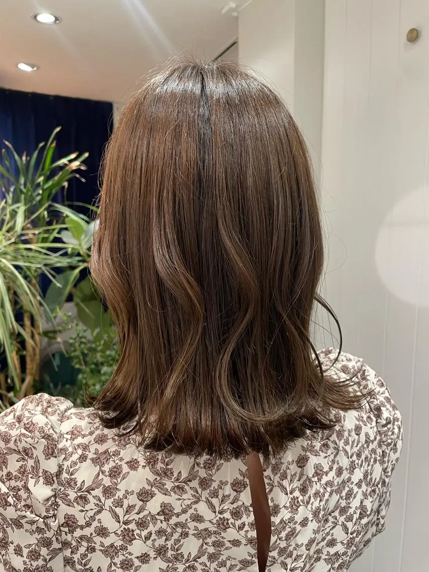 ミディアム カラー ブラウンカラー ヘアカラー レイヤー♡ 石川優奈のヘアスタイル