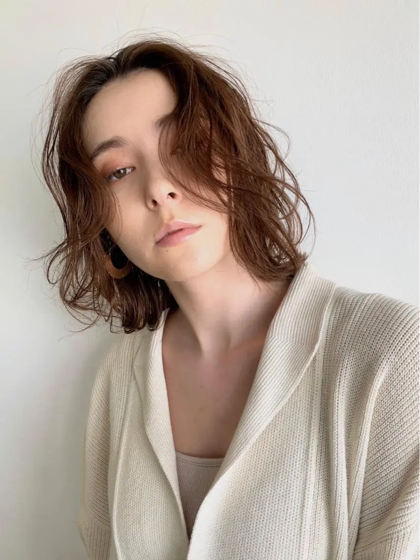 ミディアム カット ヘアカラー トリートメント 🌿似合わせ透明感 カラー松本朋幸🌿のヘアスタイル