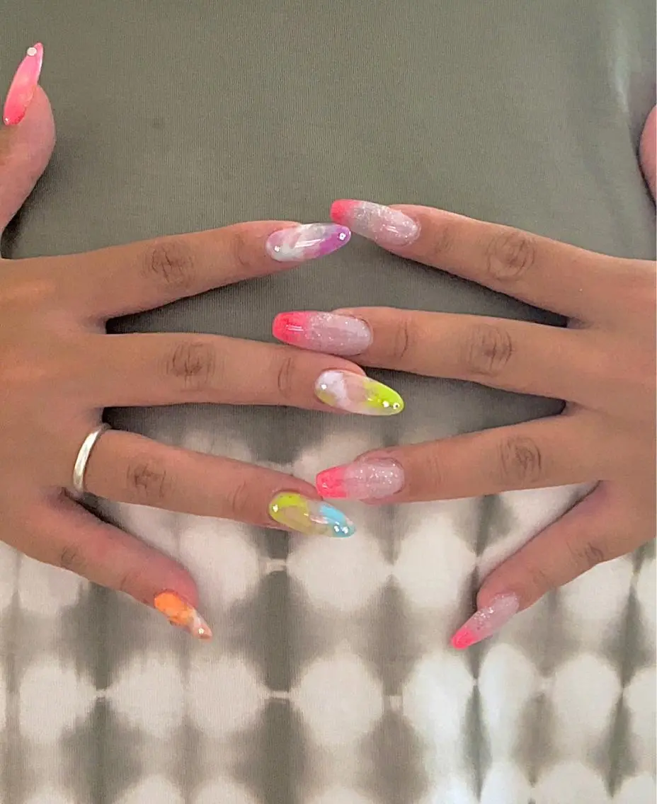 ネイル フラッシュネイル キラキラネイル ニュアンスネイル Ri-e's nailのネイルデザイン
