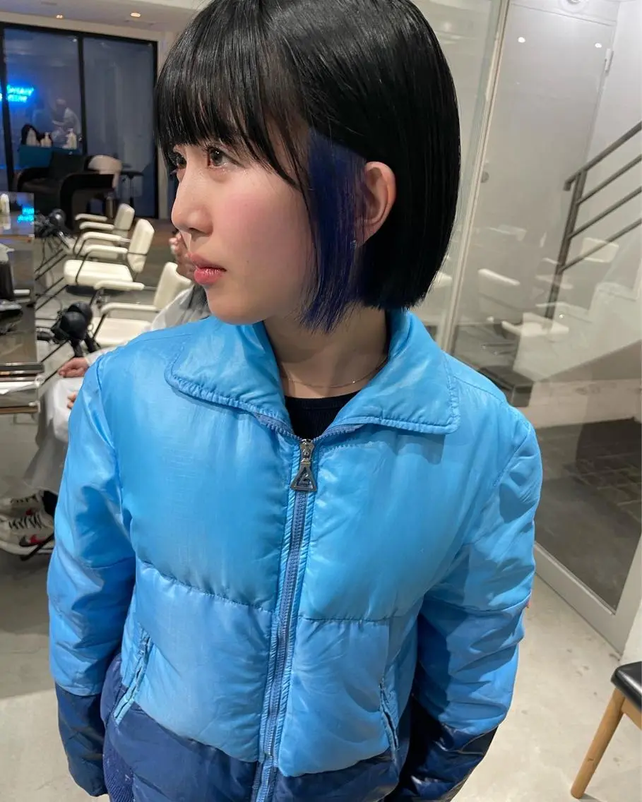 ミディアム ミディアムパーマ ボブ ハイライト 髪質改善 韓国風ヘア カット ヘアカラー トリートメント ヘアセット スパイラルパーマ 🌐hina⭐️のヘアスタイル