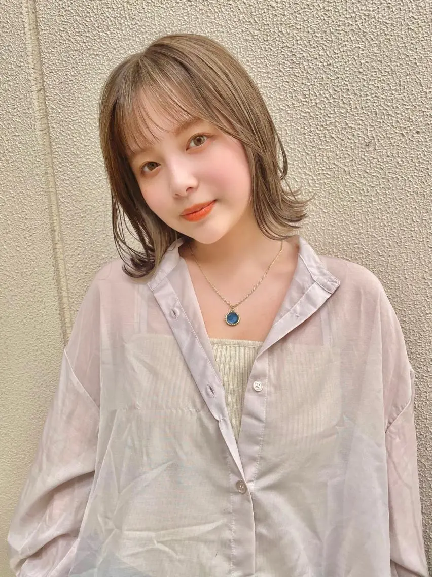 ミディアム カラー 髪質改善 中川 翔のヘアスタイル