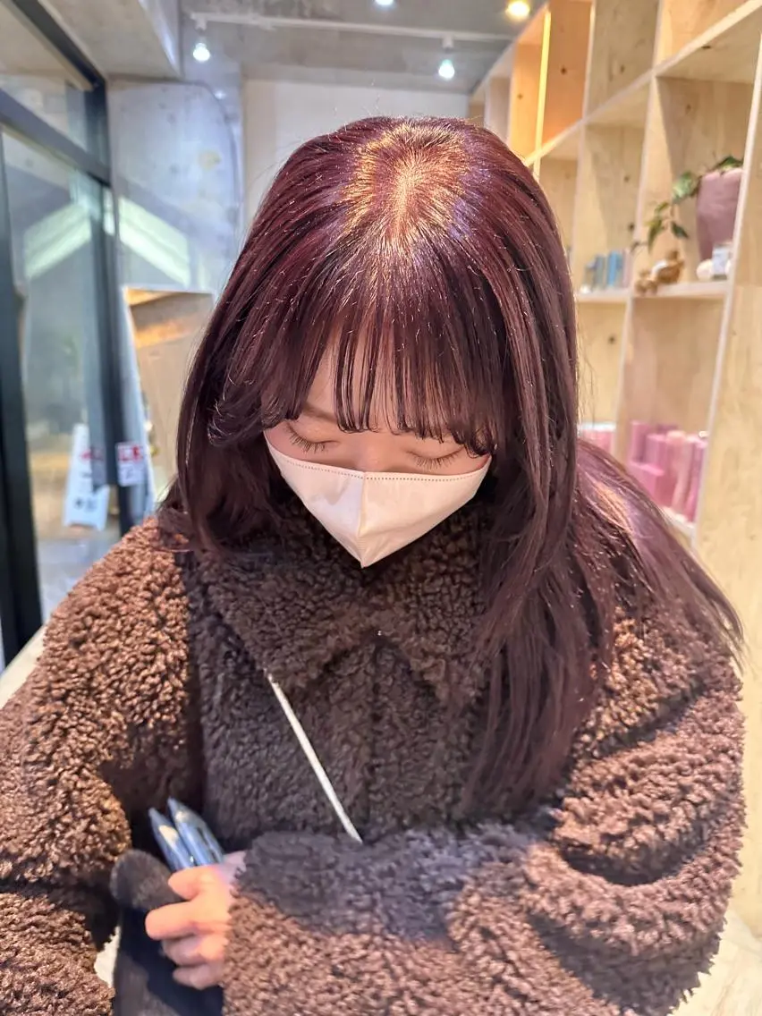 ミディアム カラー パーマ ヘアアレンジ ブリーチ カシス ラベンダーカラー ラベンダーピンク ピンクカラー ボブ/レイヤー/ニュ アンスパーマ/小夏のヘアスタイル