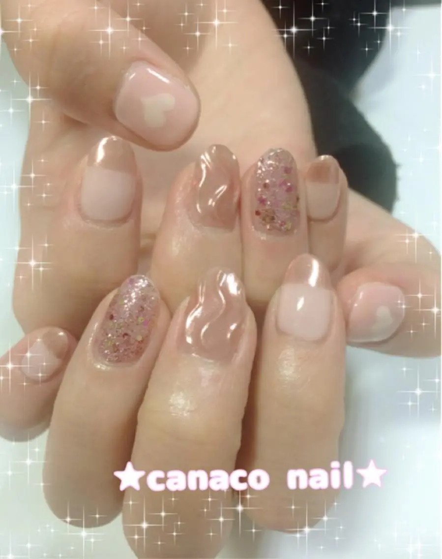 ネイル ミラーネイル ピンク ハンドネイル ハンドケア ベテランネイル cnc nailのネイルデザイン