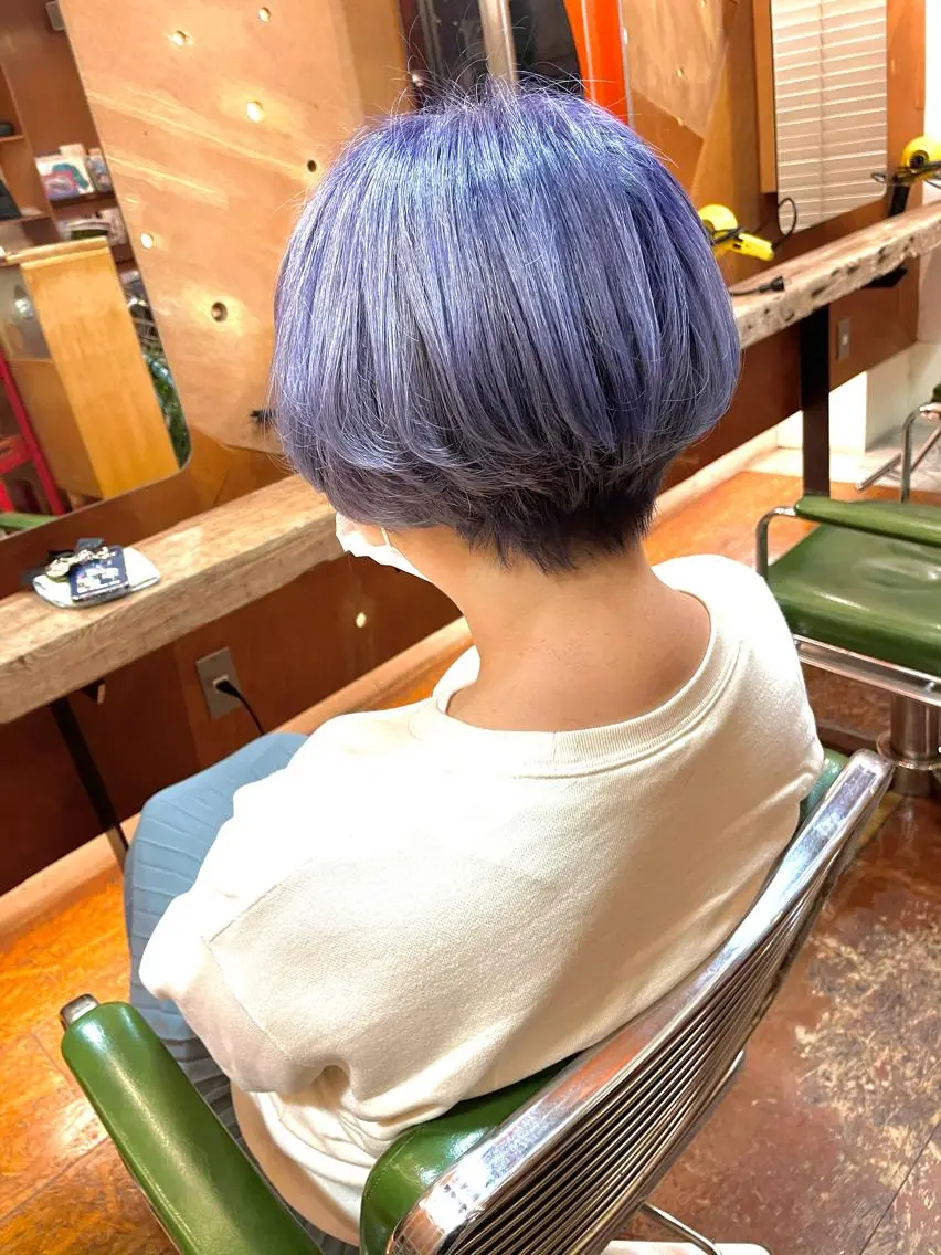 ショート カラー ブルーカラー デザインカラー ボブ/縮毛/レイヤー モトナリのヘアスタイル