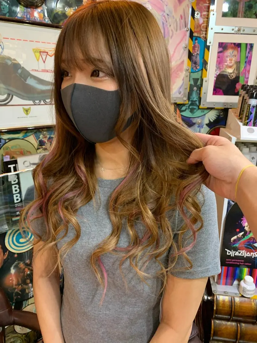 ロング カラー 編み込みエクステ メッシュ パープルカラー エクステ ロング 🌈派手髪エクステ ブレイズ🌈ひろとのヘアスタイル