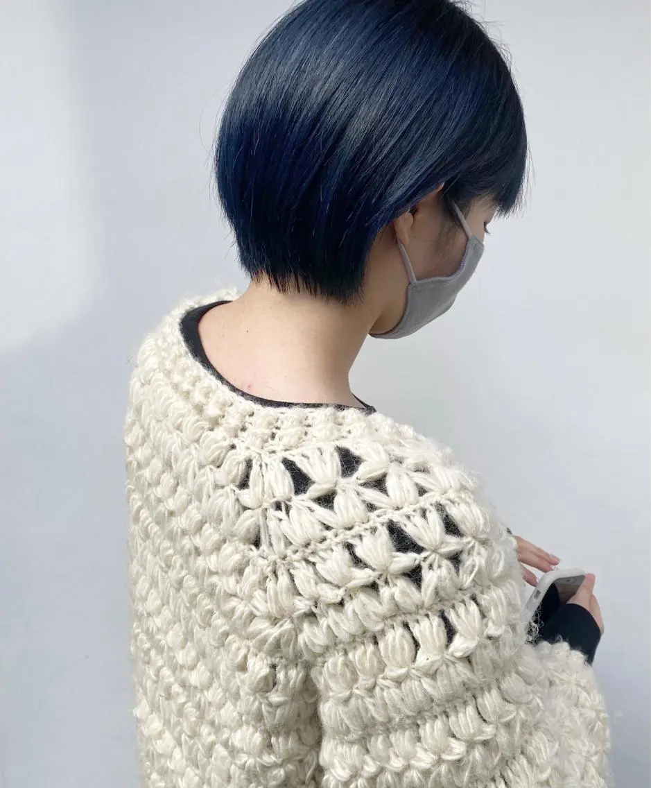ショート カラー ネイビーカラー ボブ tonari 梅田、中崎町のヘアスタイル