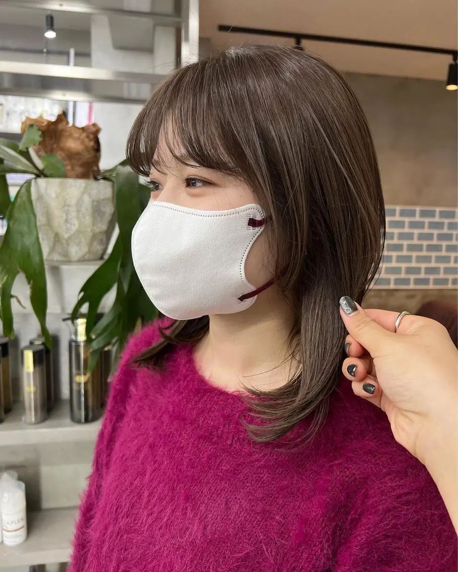 ミディアム カラー ベージュカラー ブリーチ 韓国ヘア 🎀華澄のヘアスタイル