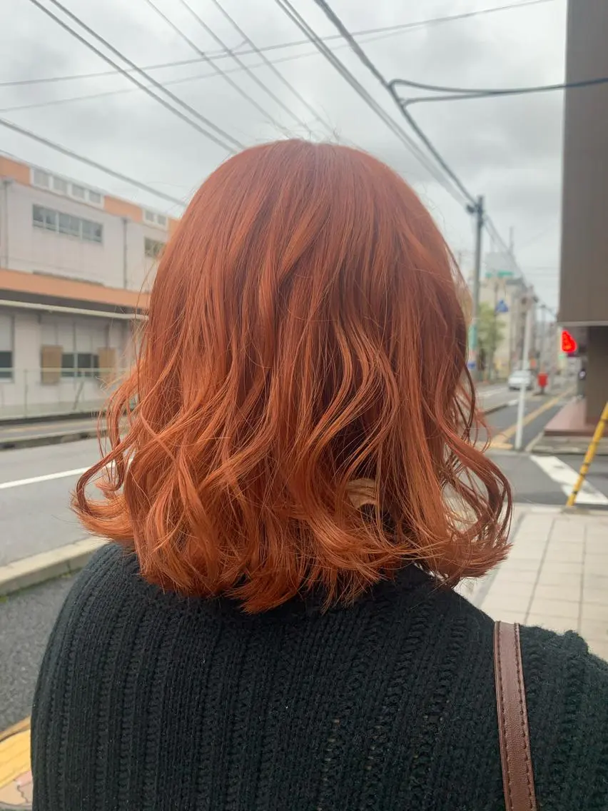 ミディアム カラー ヘアアレンジ ベージュカラー オレンジ オレンジベージュ ecru🕊️堀内 眞帆のヘアスタイル