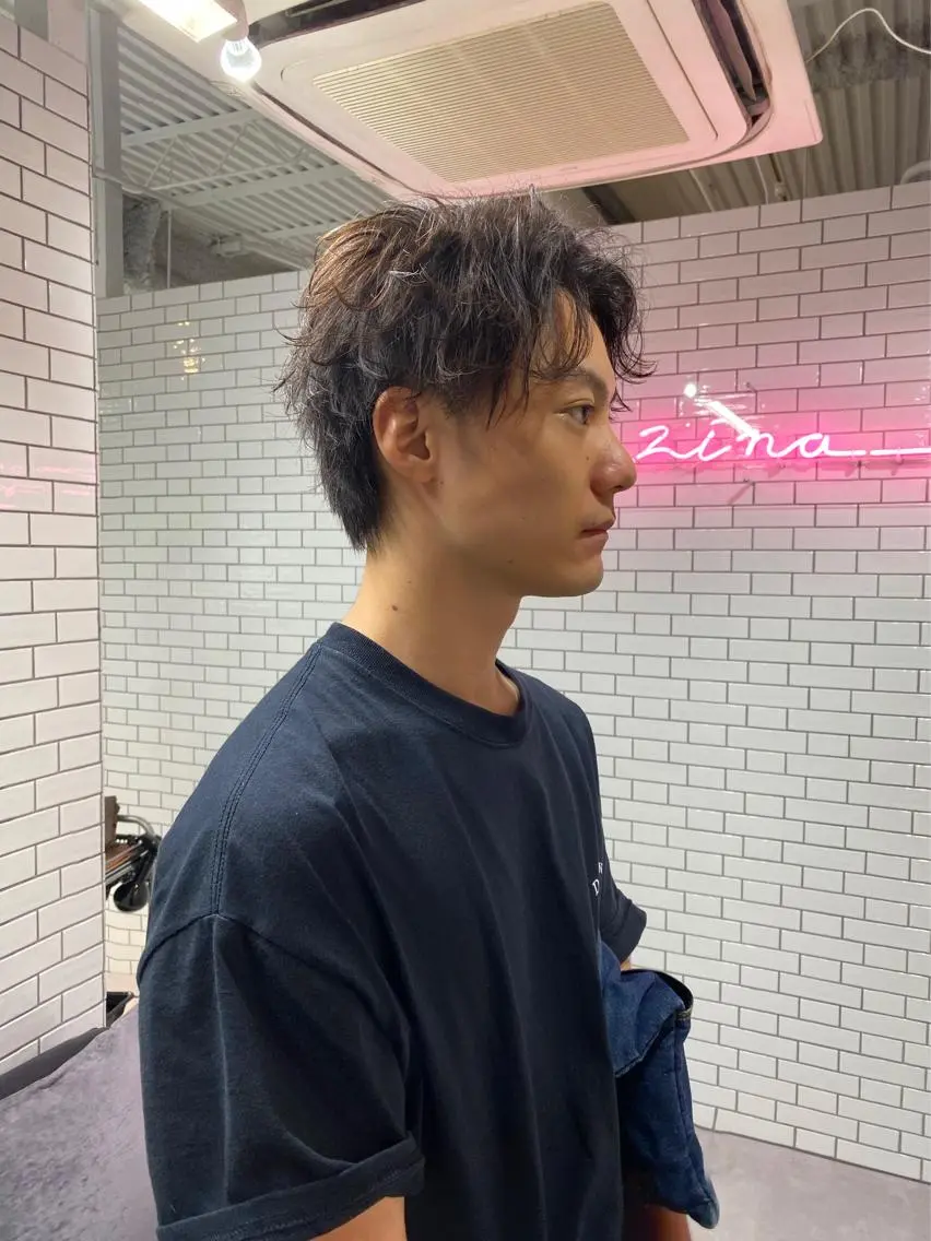 パーマ メンズ センターパート メンズパーマ 梅田中崎町メンズ 美容師ユースケのヘアスタイル