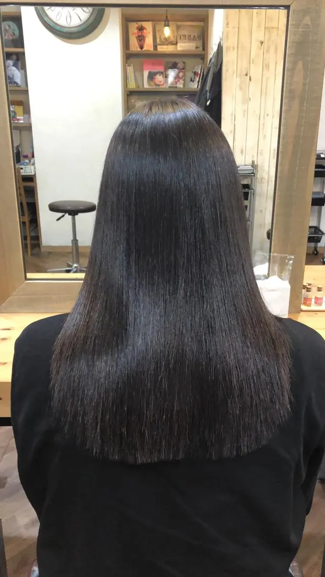 ロング パーマ カット ヘアカラー 縮毛矯正 トリートメント 縮毛矯正/髪質改善 予約はリクエストからのヘアスタイル