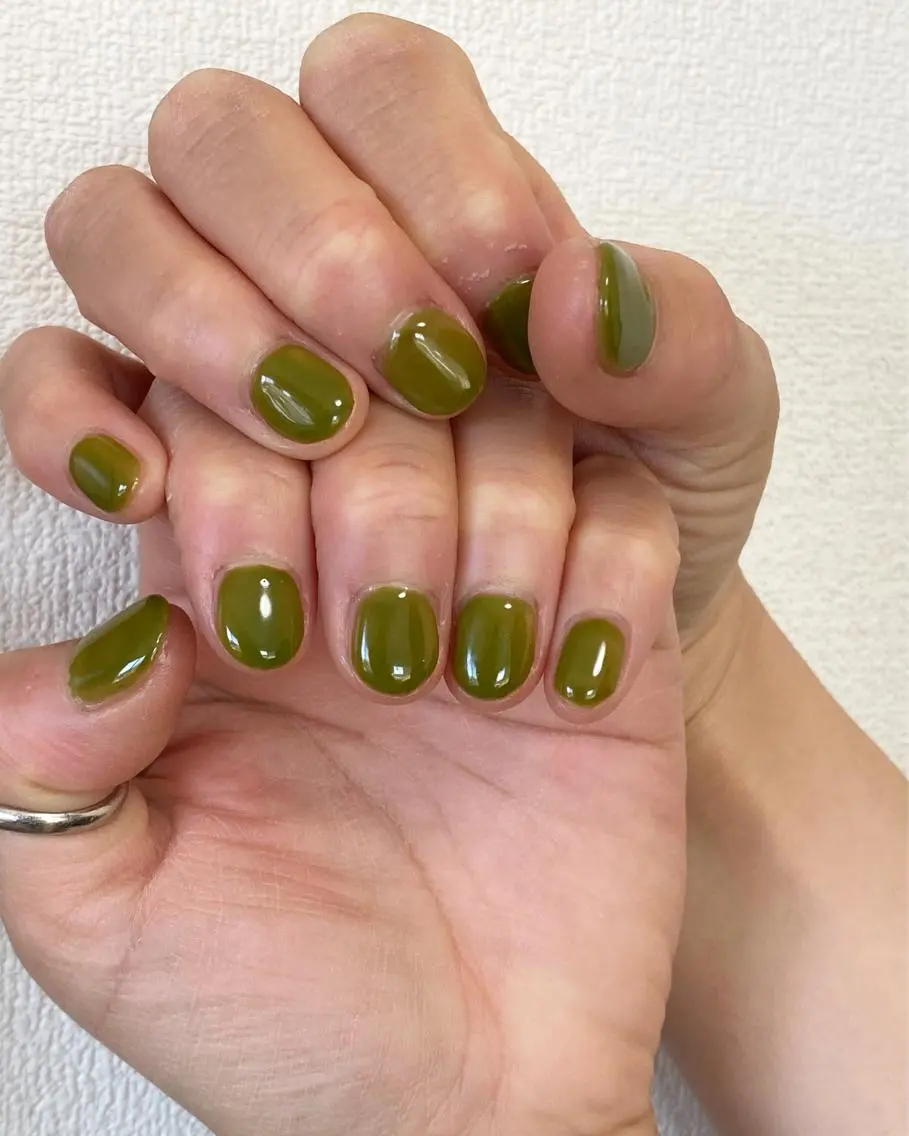 ネイル グリーン ハンドネイル 自宅サロン FeelFreeのマツエク・マツパデザイン