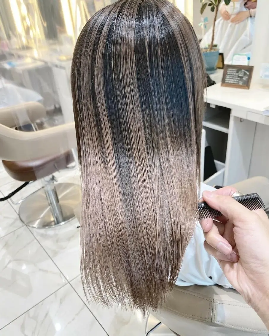 ロング カラー 髪質改善 カット ヘアカラー トリートメント ＡＳＨ大宮/ブリーチ 髪質改善/カラーのヘアスタイル