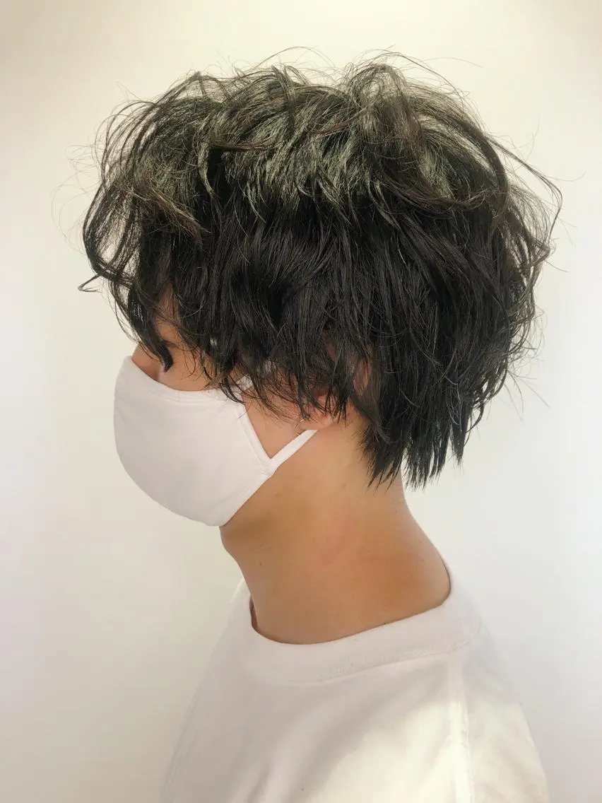 ミディアム メンズ カット パーマ 関 京磨のヘアスタイル