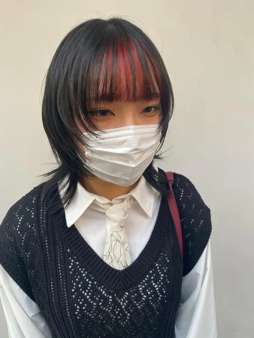 ミディアム カラー ブリーチ レッドカラー tonari 梅田、中崎町のヘアスタイル