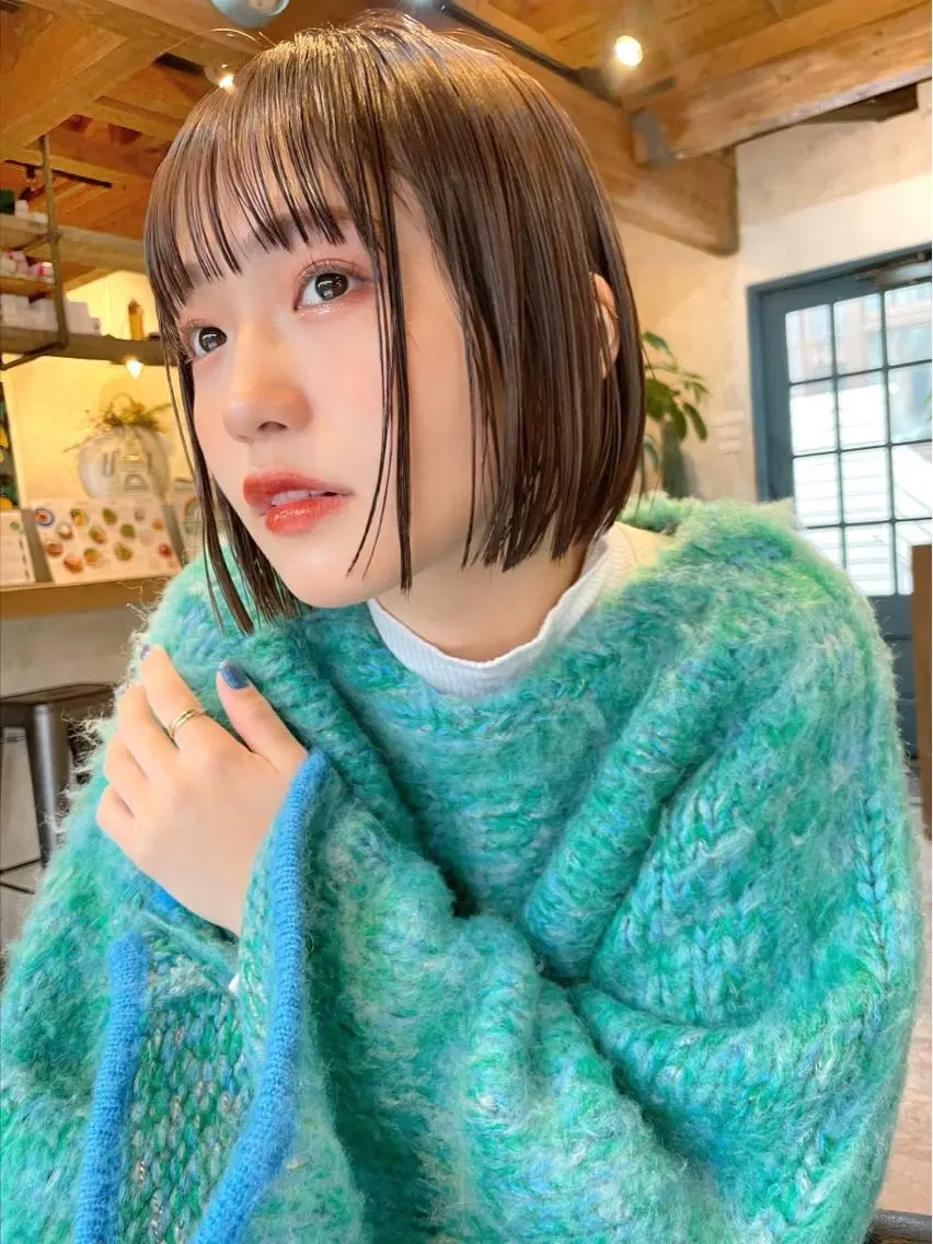 ショート カラー カット ヘアカラー トリートメント 結べるレイヤーボブ くびれLady表参道のヘアスタイル