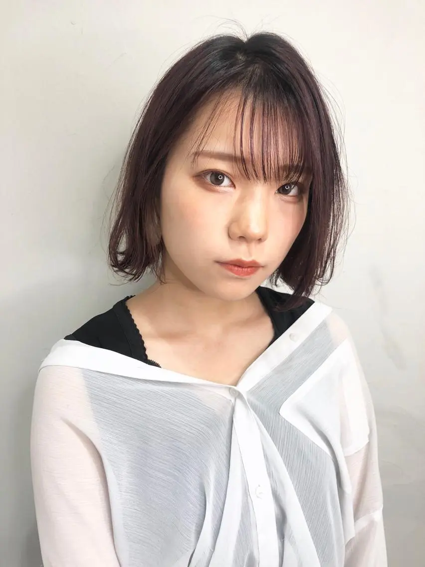 ショート カラー 切りっぱなしボブ レッドカラー ボブ カット ヘアカラー 千葉 郁也のヘアスタイル