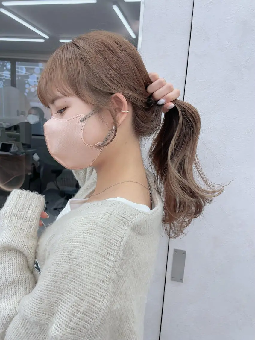 ロング カット ヘアカラー トリートメント 透明感オリーブ🫒/ ブリーチなしWカラーのヘアスタイル