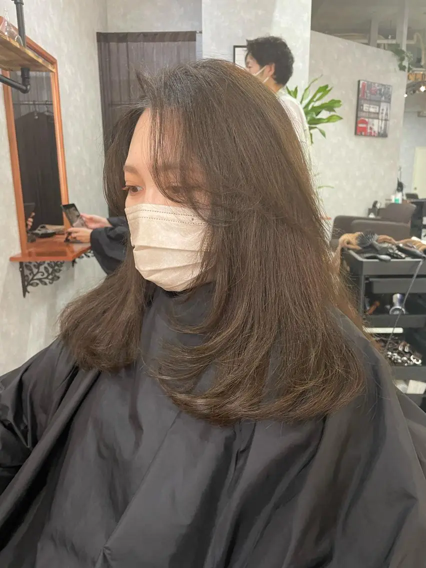 セミロング 韓国風カラー 韓国風ヘア andKおもろまち店 艶ダブルカラー✨のヘアスタイル