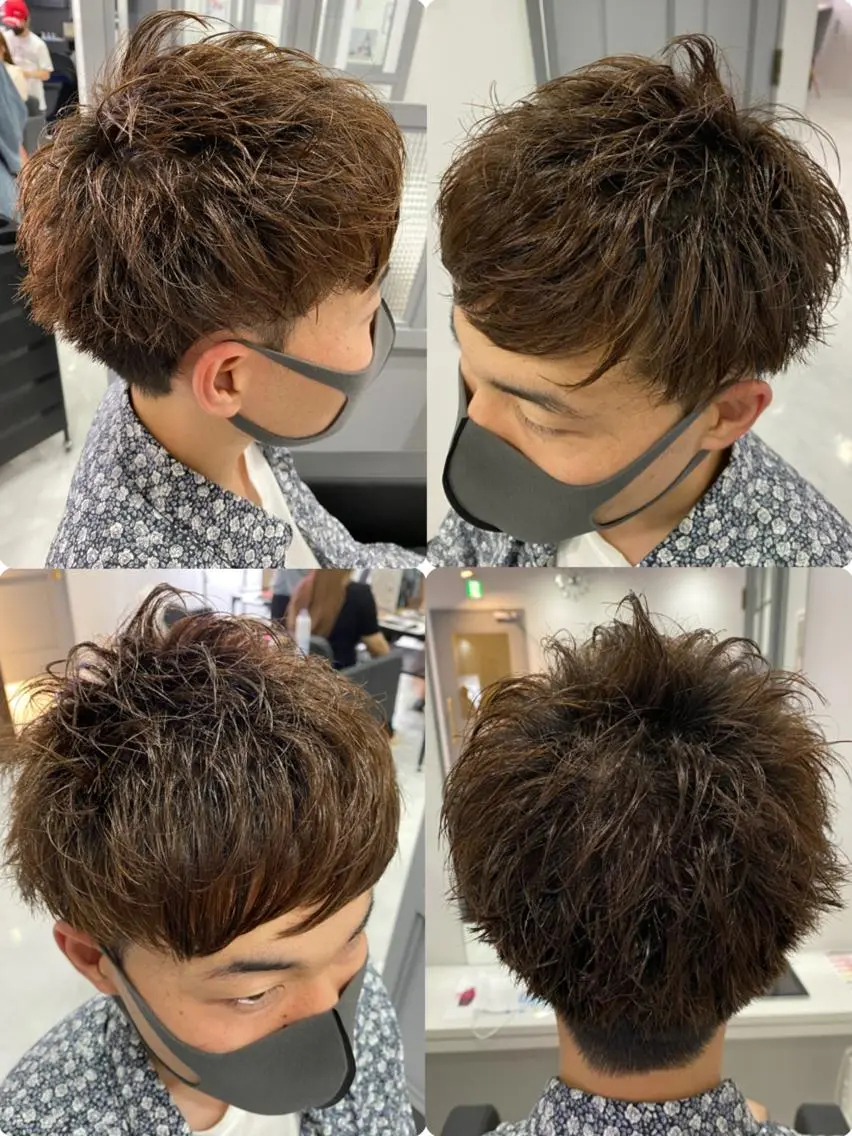 ショート カラー パーマ ヘアアレンジ メンズ カット パーマ トリートメント 🔥メンズパーマ 特化 渡辺一翔のヘアスタイル