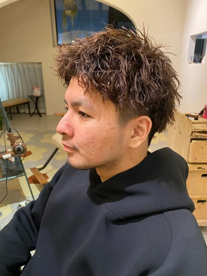 ショート パーマ メンズ カット パーマ 菊池大一 溝の口パーマのヘアスタイル
