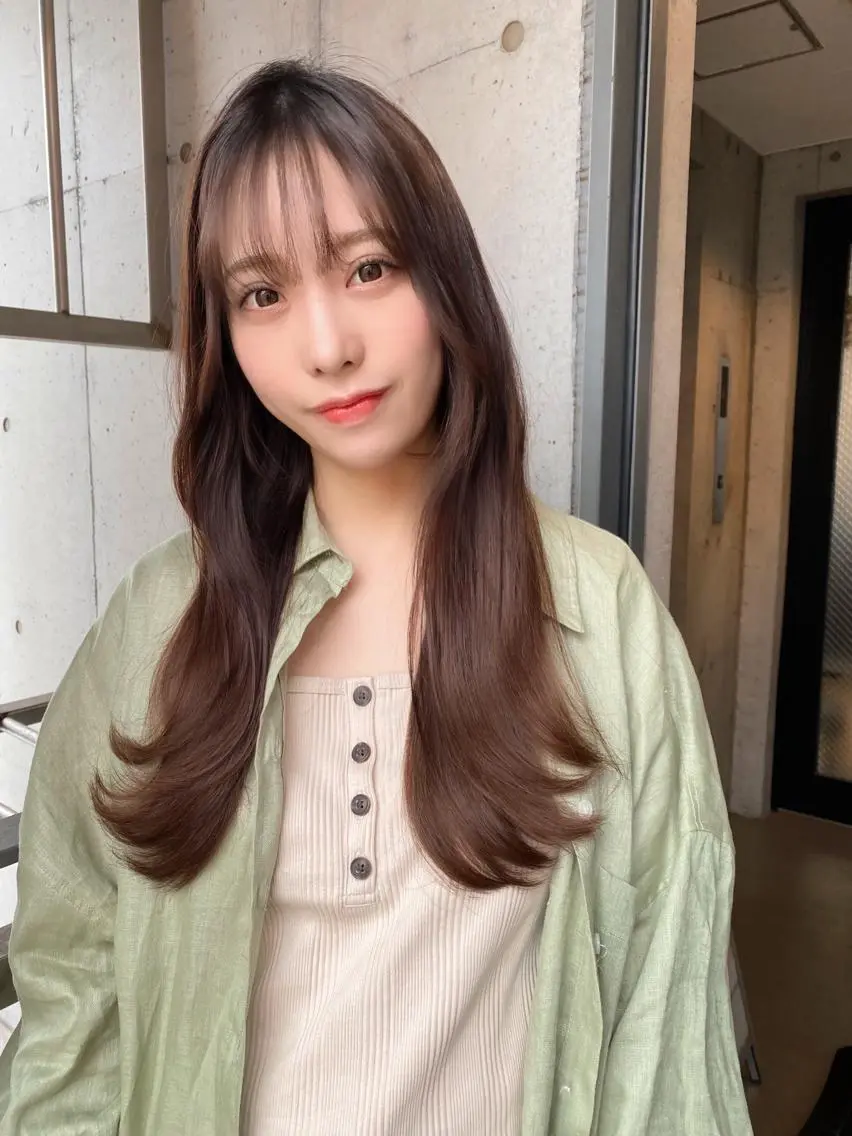ロング ボブ くびれヘア エギョモリ 韓国風ヘア レイヤーカット カット ヘアカラー トリートメント 大人可愛いレイヤー 大田のヘアスタイル